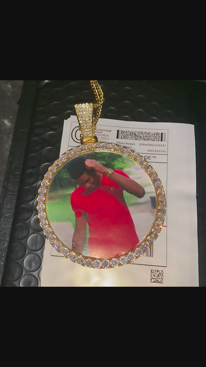 Round Iced Out Picture Pendant