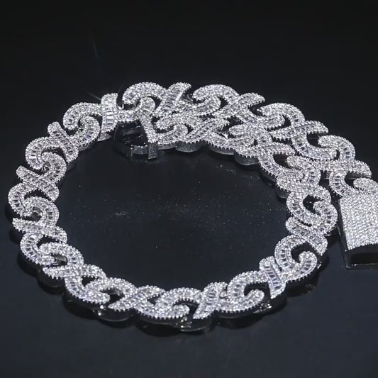 15MM White Gold Cuban Link Chain - Iced Out Infinity Links